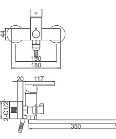 Смеситель K13123T (для ванны, длинный излив) черная бронза