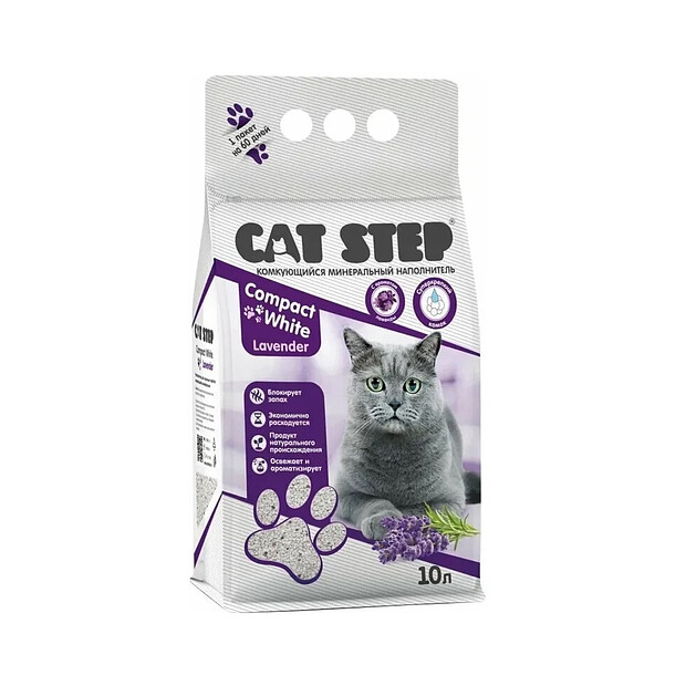 Наполнитель минеральный комкующийся Cat Step Compact White Lavender (5л) 620x620 в Материке