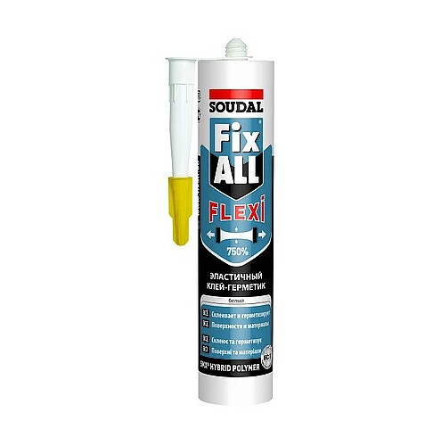 Клей-герметик SOUDAL Fix All Flexi белый, 290мл 495x660 Клей-герметик SOUDAL Fix All Flexi белый, 290мл 495x660 в Материке