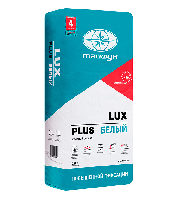 Клей Тайфун LUX PLUS для плитки белый, 25кг 586x674 Клей Тайфун LUX PLUS для плитки белый, 25кг 586x674 в Материке