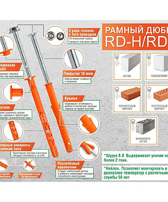 Рамный дюбель с шурупом RD-X 10x140 потай, нейлон, ЕКТ (с этик./1шт)