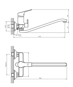 Смеситель ROSSINKA RS29-34 (для ванны, длинный излив 350мм)