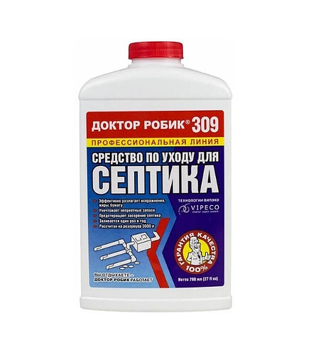 Средство для выгребных ям и септиков 309 (798мл), Доктор Робик 438x503 в Материке