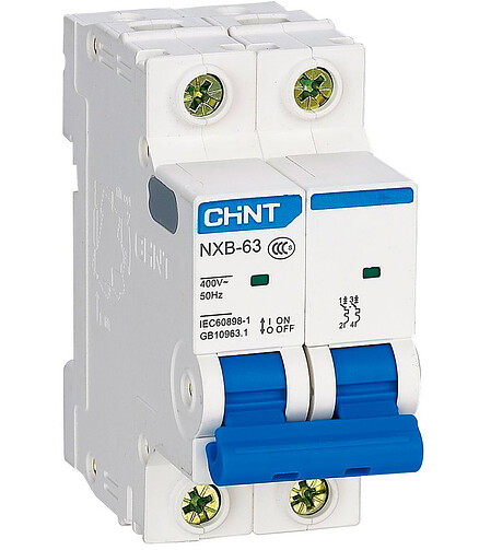 Выключатель автоматический CHINT NXB-63S 2P 32А 438x503 в Материке