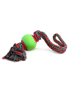 Игрушка для собак "Верёвка с петлей, 2 узла и мяч" (d65/450мм)