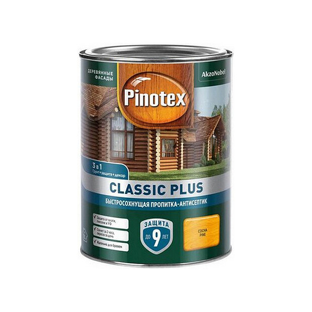 Пропитка-антисептик Pinotex Classic Plus 3 в 1 Сосна 0,9л