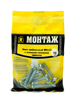 Винт мебельный с плоской головкой HEX 6х35, цинк, МОНТАЖ (уп=10шт) 238x286 в Материке