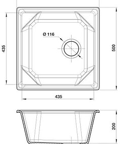 Мойка GRANFEST GF-U-500 500x500мм иск.мрамор-песочный (сифон в комплекте)