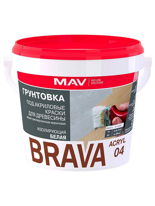 Грунтовка BRAVA ACRYL 04 для дерева акриловый, 1л 495x660 Грунтовка BRAVA ACRYL 04 для дерева акриловый, 1л 495x660 в Материке