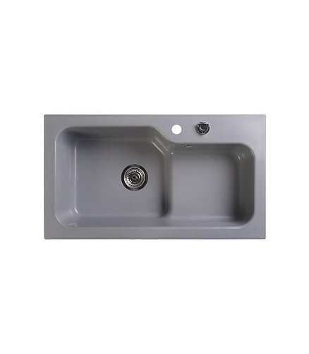 Мойка SG-REC-HALF-8045 800х452мм 1,5 чаши иск.мрамор-СЕРЫЙ СЛАНЕЦ левая с сифон. 438x503 в Материке