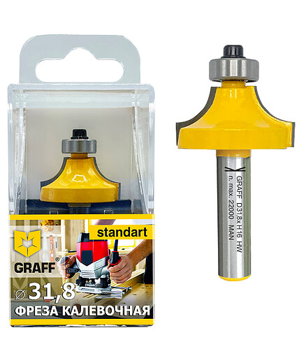 Фреза кромочная калевочная GRAFF 31,8х9,5x8мм 438x503 в Материке