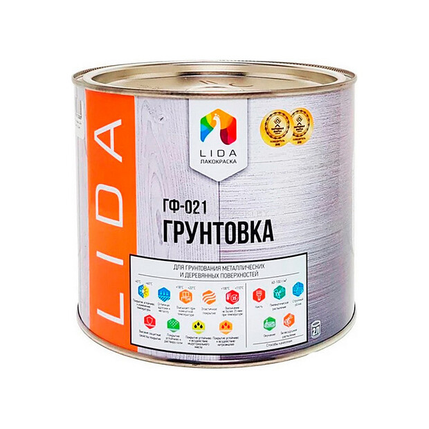 Грунтовка Lida ГФ-021 светло-серая, 2кг 620x620 в Материке