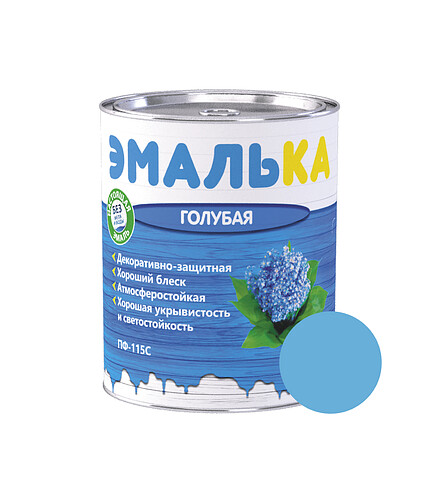 Эмаль ПФ-115С ЭМАЛЬКА голубая, 0,8кг 438x503 в Материке