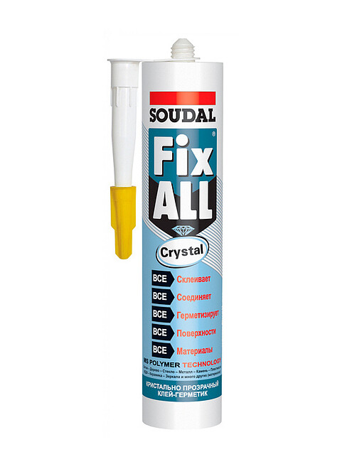 Клей-герметик SOUDAL Fix All Crystal прозрачный, 290мл 495x660 Клей-герметик SOUDAL Fix All Crystal прозрачный, 290мл 495x660 в Материке
