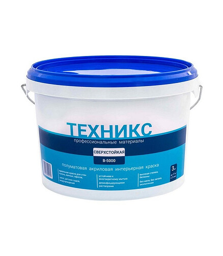 Краска ТЕХНИКС Моющаяся белая, 3кг 438x503 в Материке