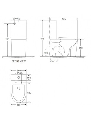 Унитаз-компакт WISLA безободковый ТОРНАДО с сиденьем DUROPLAST Slim S-Close 238x286 в Материке - Вариант 2
