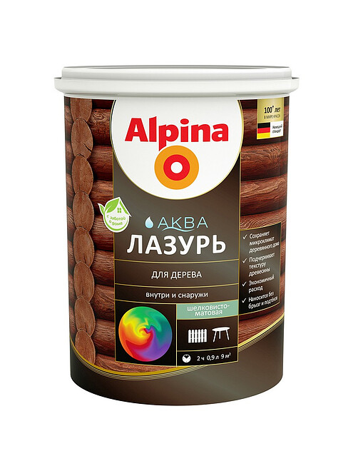 Лазурь Alpina АКВА для дерева, 0,9л 495x660 Лазурь Alpina АКВА для дерева, 0,9л 495x660 в Материке