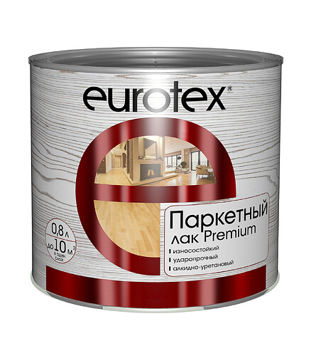 Лак Eurotex Premium паркетный полуматовый, 0,8л 438x503 в Материке