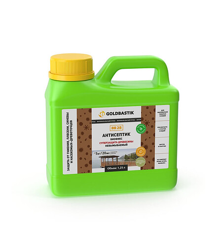 Антисептик GOLDBASTIK BB28 Биофикс Суперзащита древесины, 1,25л 438x503 в Материке