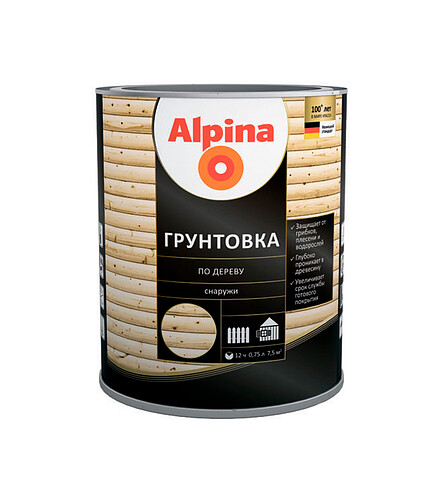 Грунт Alpina защитный по дереву алкидный бесцветный, 0,75л 438x503 в Материке