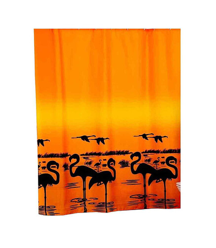 Штора для ванной комнаты FLAMINGO ЖЕЛТАЯ 180х200см (100% полиэстр) 438x503 в Материке