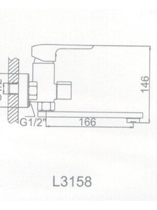 Смеситель L3158 (для ванны, короткий поворотный излив) 238x286 в Материке - Вариант 2