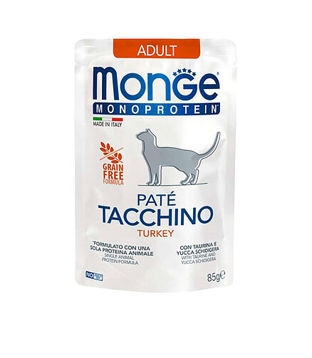 Корм для кошек Monge Cat Monoprotein Adult индейка (85г) 438x503 в Материке