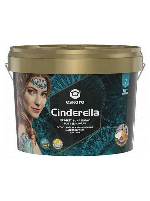 Краска Eskaro Cinderella стойкая к загрязнениям матовая, 9л 495x660 Краска Eskaro Cinderella стойкая к загрязнениям матовая, 9л 495x660 в Материке