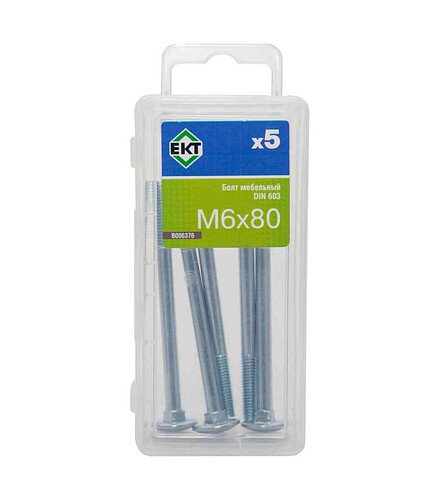 Болт мебельный 6х80, цинк, прочн. 4.8 DIN 603 (1уп=5шт) B006376 438x503 в Материке