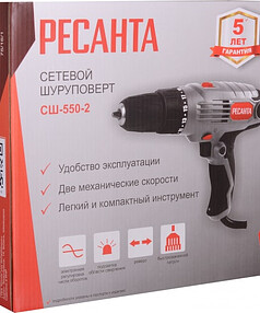 Шуруповерт сетевой РЕСАНТА СШ-550-2 2ск. 550Вт 36Нм