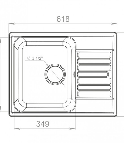 Мойка QUARZ GF-Z 13 (ECO 13), 620х480мм серый (без сифона) 438x503 в Материке - Вариант 2