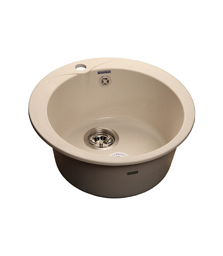 Мойка GRANFEST R480 круглая D480мм иск.мрамор-бежевый (сифон в комплекте) 438x503 в Материке