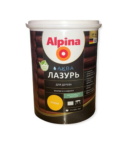 Лазурь Alpina АКВА для дерева Сосна, 0,9л 438x503 в Материке