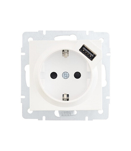 Розетка Lezard VESNA 1мест. с/з +USB перламутр 438x503 в Материке