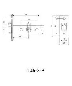 Защелка межкомн. АЛЛЮР L45-8-P SN, пластик, мат.никель