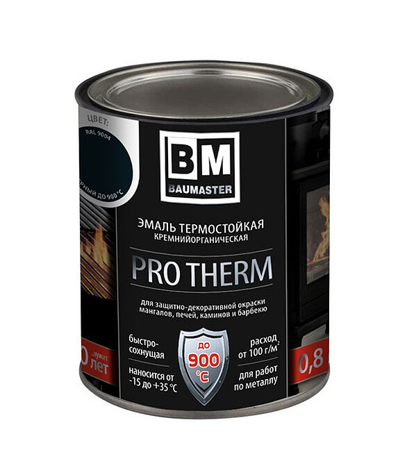 Эмаль BAUMASTER термост. серебристо-серая RAL9022 до 600°С, 0,8кг 586x674 в Материке