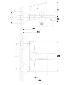 Смеситель ROSSINKA RS29-31 (для ванны, короткий излив)