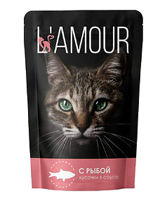 Корм для кошек ТМ L"AMOUR с рыбой в соусе, пауч (75г)