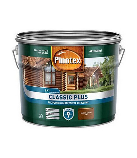 Пропитка-антисептик Pinotex Classic Plus 3 в 1 Тиковое дерево, 9л 438x503 в Материке