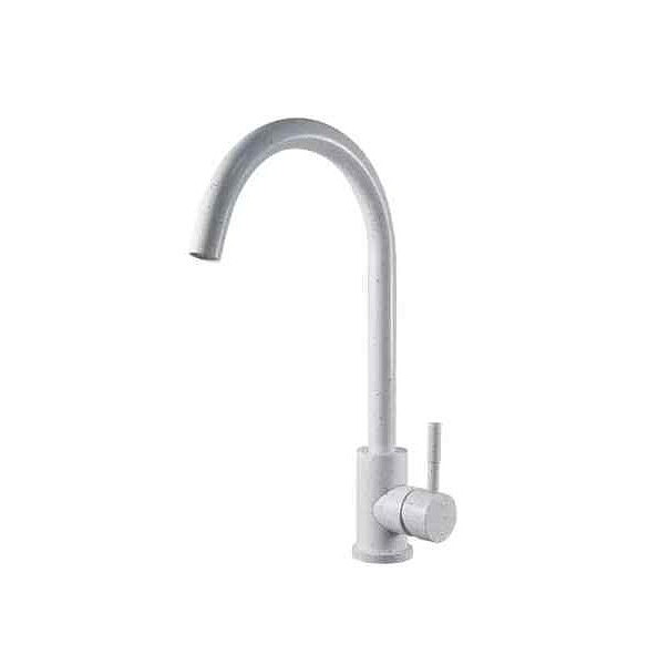 Смеситель ESKO K45 White (для кухни) нерж.сталь, гранит матовый белый 586x674 в Материке
