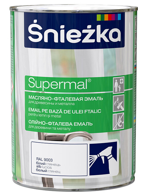 Эмаль SNIEZKA Supermal МФ RAL9003 белая глянцевая, 0,8л 495x660 Эмаль SNIEZKA Supermal МФ RAL9003 белая глянцевая, 0,8л 495x660 в Материке