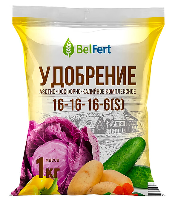 Удобрение BelFert азотно-фосфорно-калийное 16-16-16-6(S) (1кг) 586x674 Удобрение BelFert азотно-фосфорно-калийное 16-16-16-6(S) (1кг) 586x674 в Материке