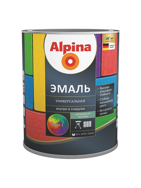 Эмаль Alpina алкид. шелк.-матовая База1, универ., 0,75л 495x660 Эмаль Alpina алкид. шелк.-матовая База1, универ., 0,75л 495x660 в Материке