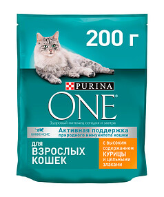 Корм для взрослых кошек PURINA ONE курица, цельные злаки (200г)