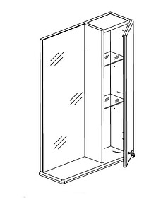 Шкаф навесной зеркальный КАМЕЛИЯ-11.50 правый (арт.СМ 001.11.50 R) 720х500х170мм