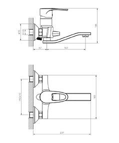 Смеситель DECOROOM DR70044 (для ванны, короткий излив 200мм), ЛАТУНЬ