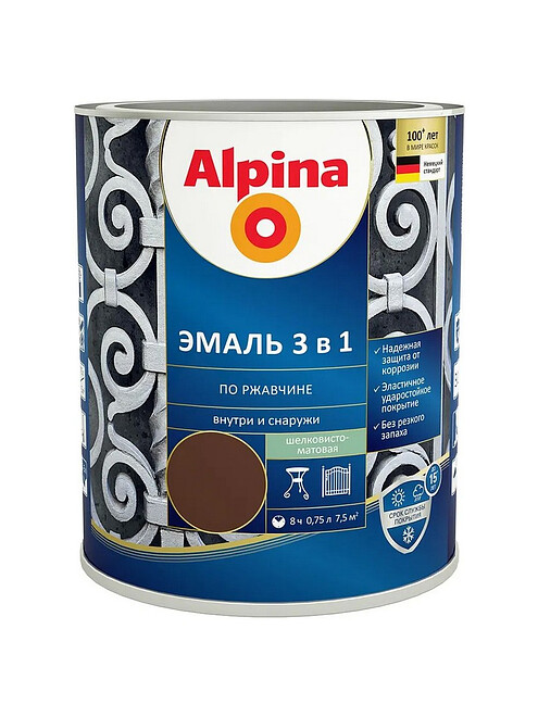 Грунт-эмаль Alpina 3в1 RAL8017 Шоколадный, 0,75л 495x660 Грунт-эмаль Alpina 3в1 RAL8017 Шоколадный, 0,75л 495x660 в Материке
