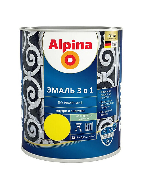 Грунт-эмаль Alpina 3в1 RAL1021 Желтый, 0,75л 495x660 Грунт-эмаль Alpina 3в1 RAL1021 Желтый, 0,75л 495x660 в Материке
