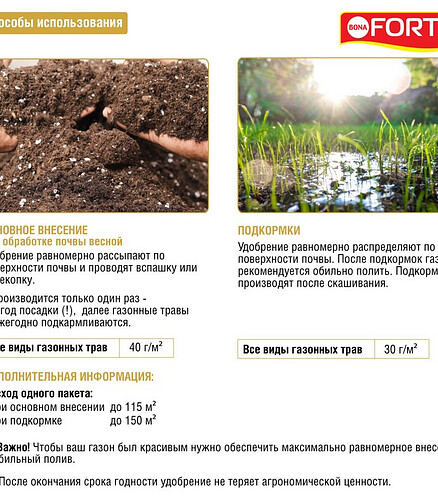 Удобрение BONA FORTE Газонное Весна-Лето (4,5кг) 438x503 в Материке - Вариант 2