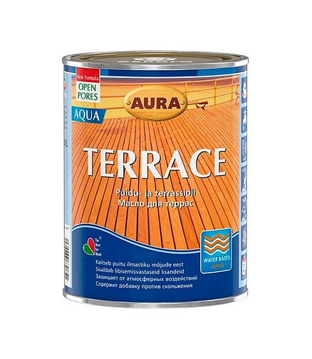 Масло для террас Aura Terrace Aqua коричневый, 0,9л 438x503 в Материке